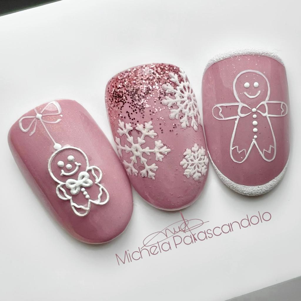 nail art natale mano libera