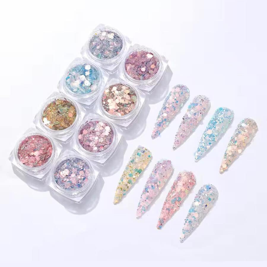 mix set 8 glitter paillettes