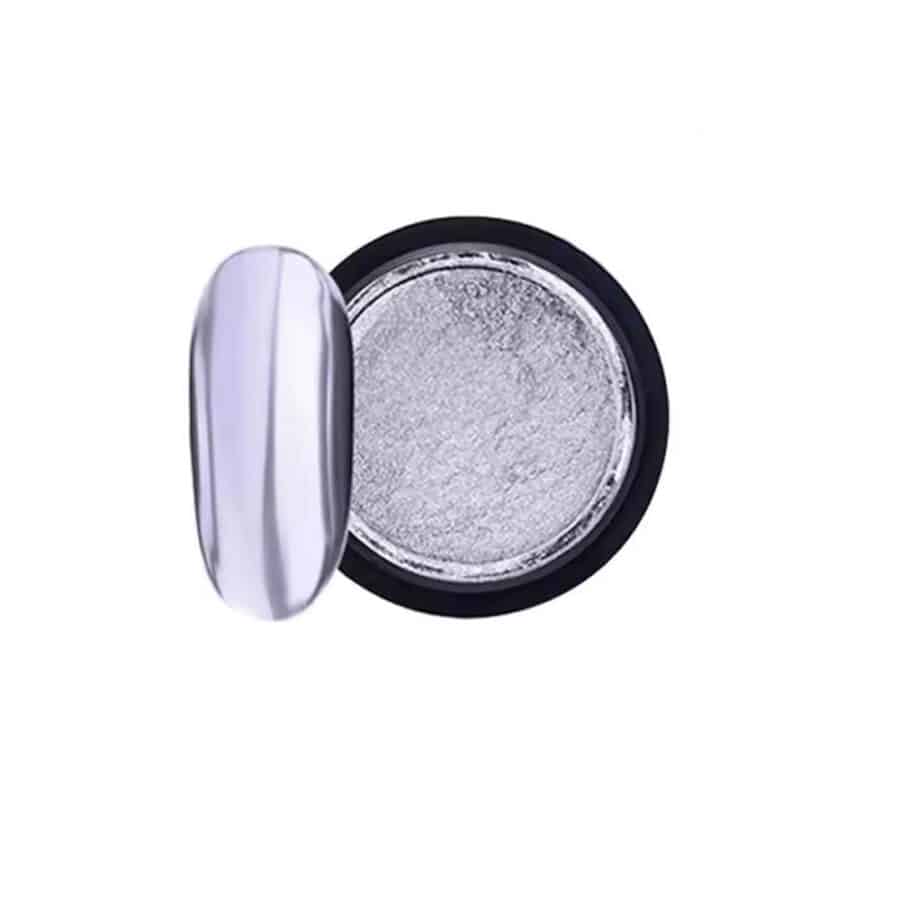 polvere cromata specchio argento unghie