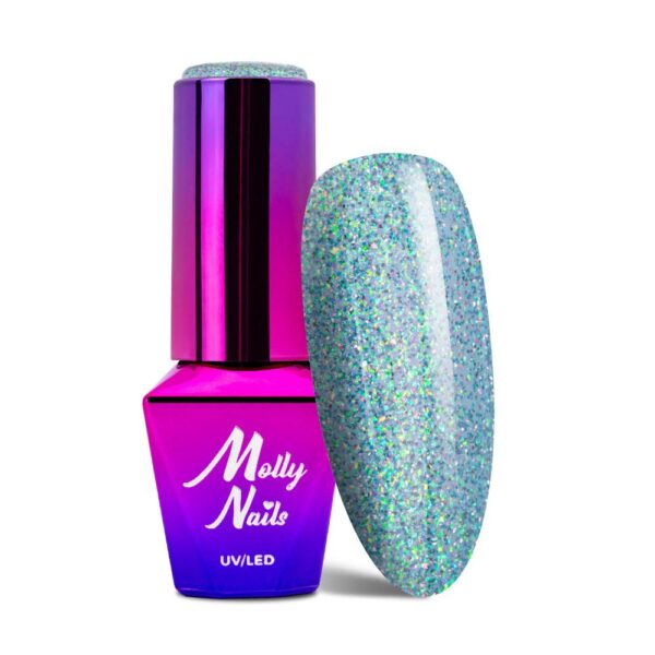 smalto semipermanente azzurro glitter olografici