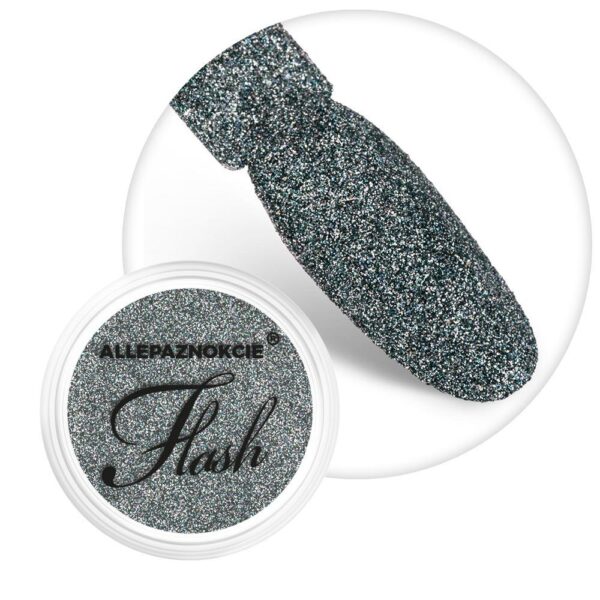 polvere flash unghie argento scuro