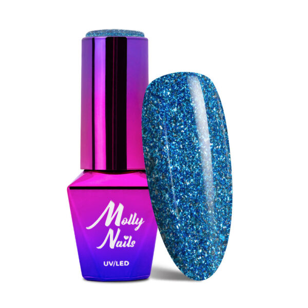 smalto semipermanente azzurro con flakes