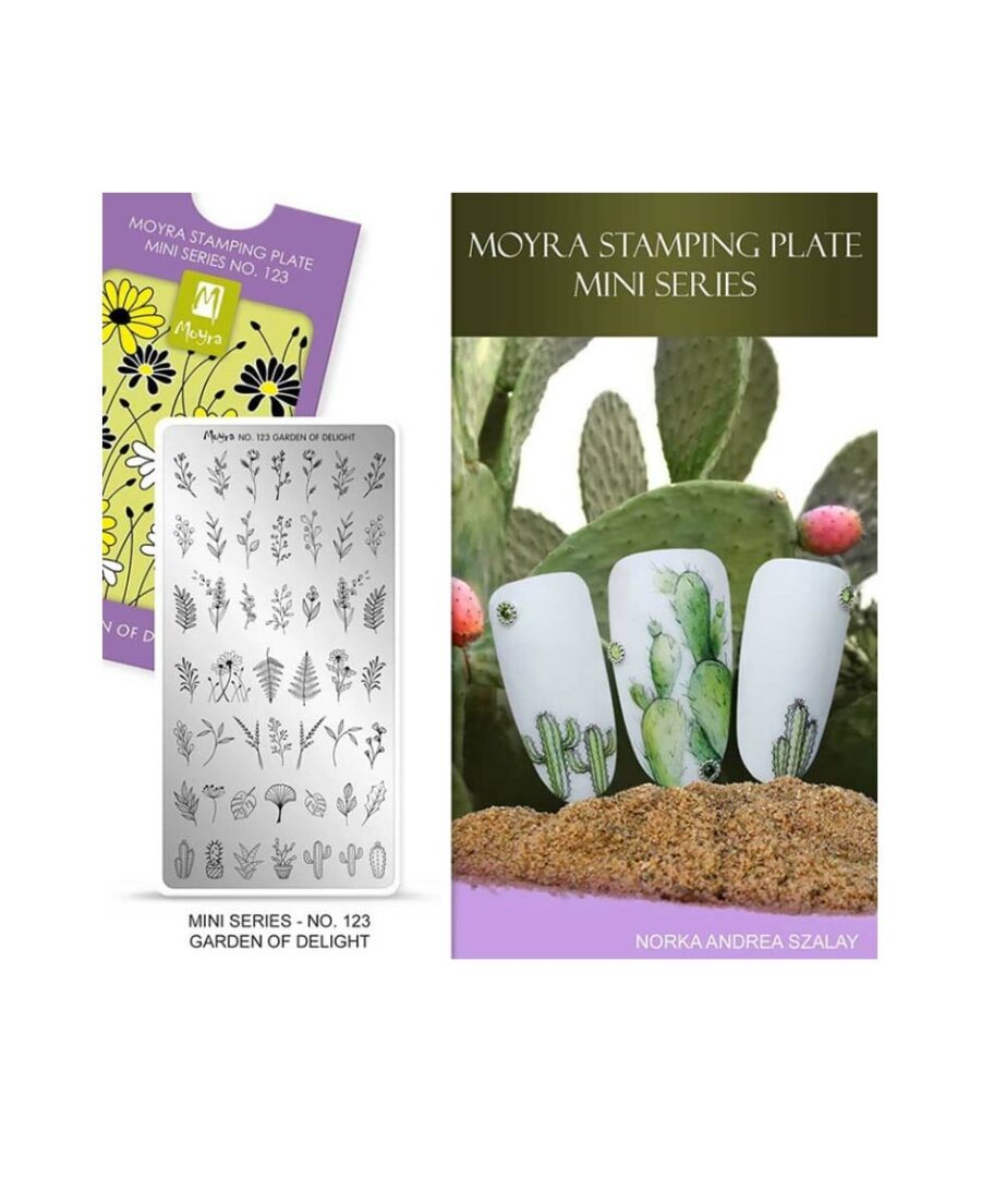 Mini Piastra Stamping Unghie Moyra 123 Cactus Fiori Foglie