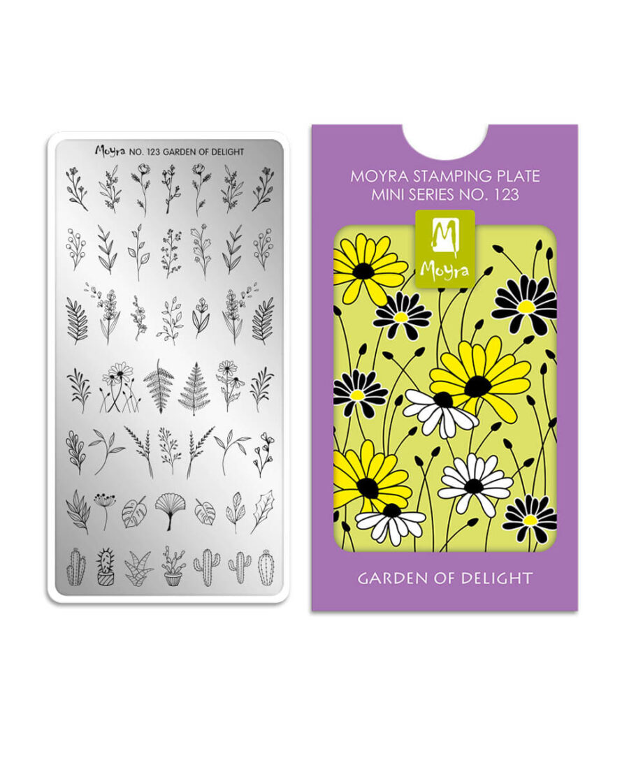 Mini Piastra Stamping Unghie Moyra 123 Cactus Fiori Foglie