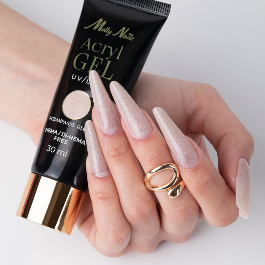 acrygel unghie beige glitterato