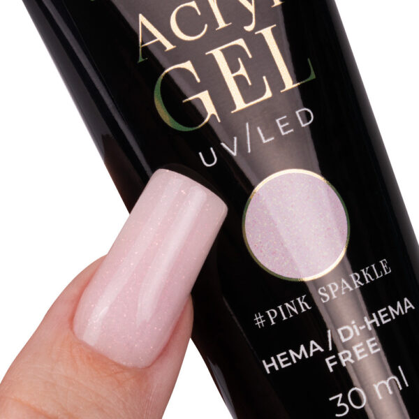 acrygel unghie rosa chiaro glitterato
