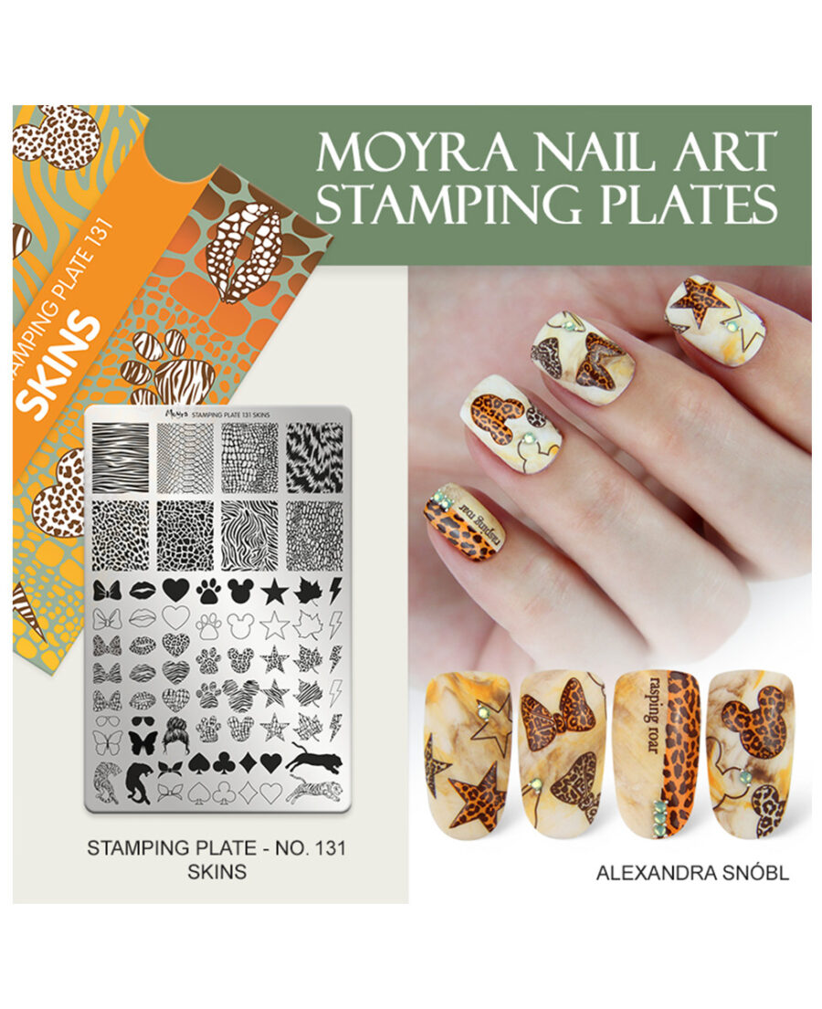 Piastra Stamping Moyra® 131 Skins decorazione unghie nailart animalier