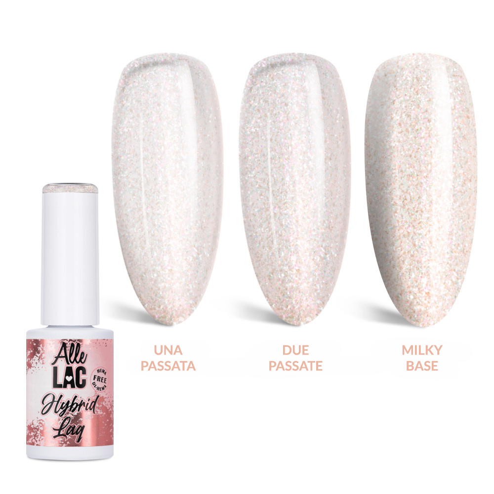 smalto semipermanente bianco latte glitter