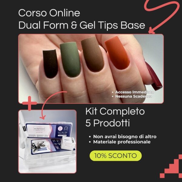 BUNDLE Corso Dual Forms Gel Tips Base Online Kit 5 Prodotti