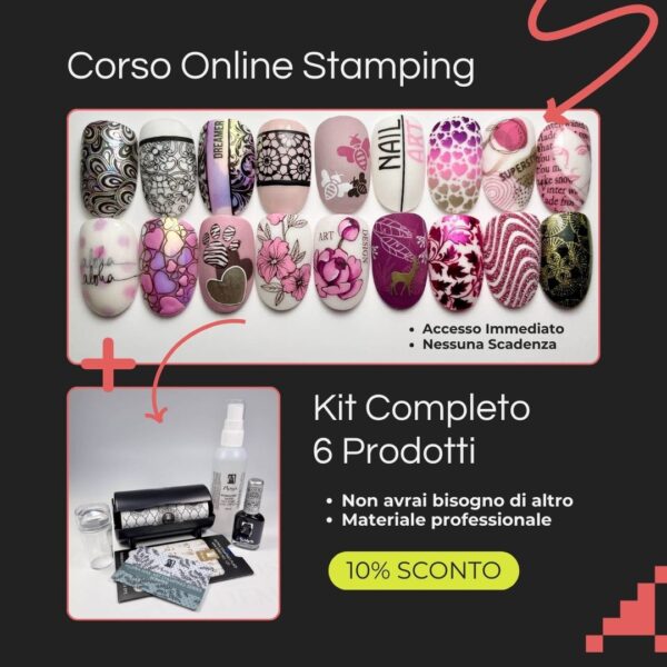 BUNDLE Corso Stamping Unghie Online Kit 6 Prodotti