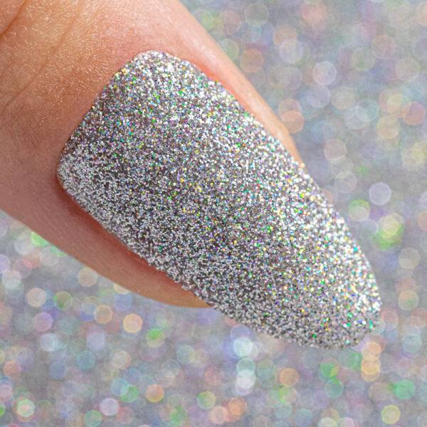 glitter olografico argento unghie