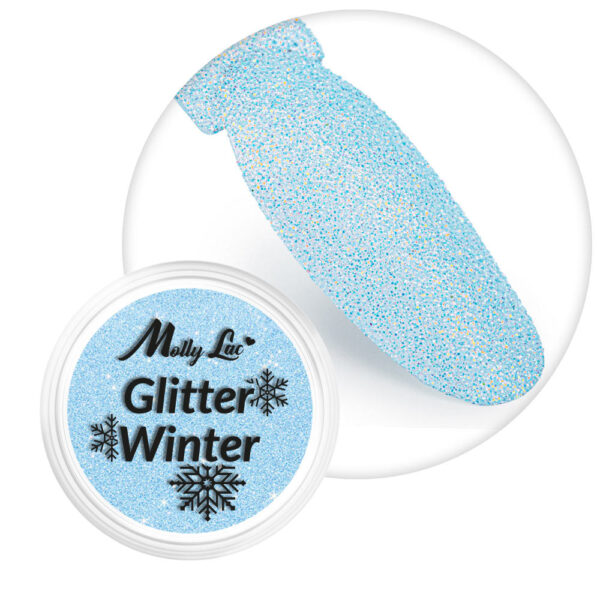 glitter unghie winter celeste chiaro