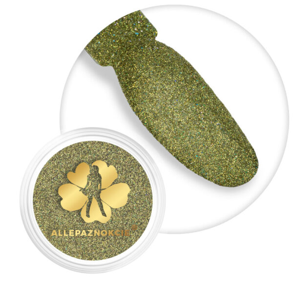 polvere olografica. verde militare nail art