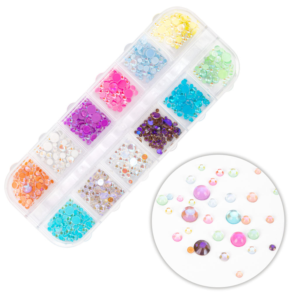 4500 Strass Acrilici 4 Mm - 15 Colori Assortiti In Scatola - Cristalli Piatti Per Nail Art, Abbigliamento E Decorazioni