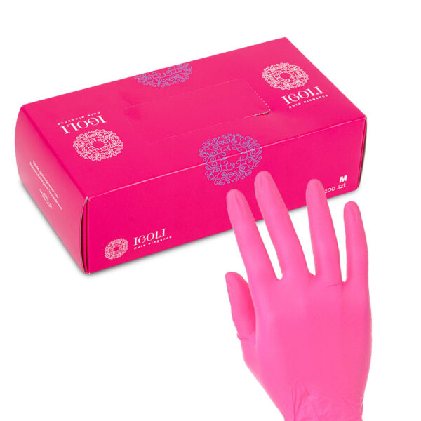 guanti fucsia unghie nitrile M