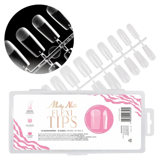 Flexi Tips MollyNails, forma quadrata, 240 pezzi