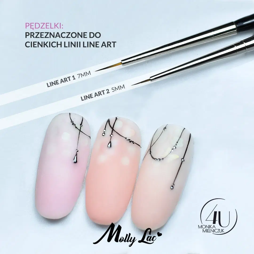 Pennellino Line Art per decorazioni in gel e gel ibrido, setole 5 mm – 4U Monika Mielniczuk